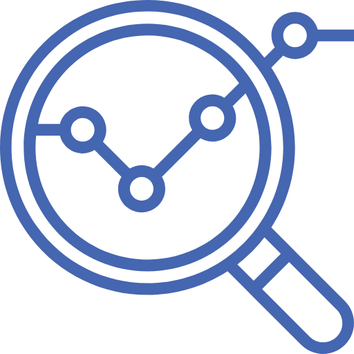 Magnifying glass icon representing SEO analysis and goal setting