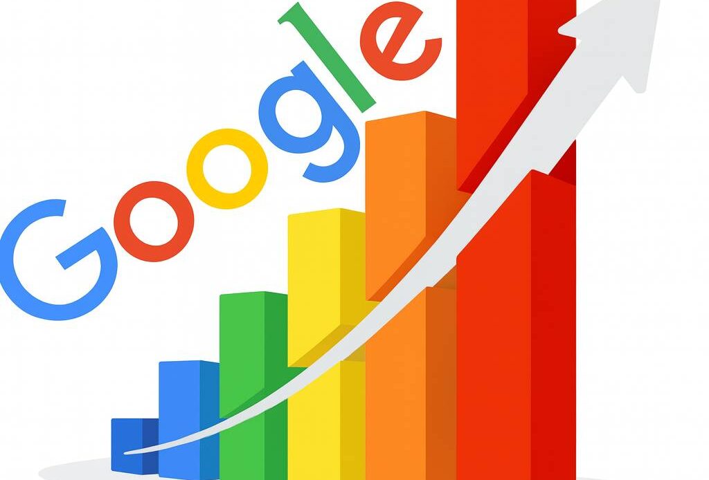 professional SEO services improving Google rankings with upward growth chart