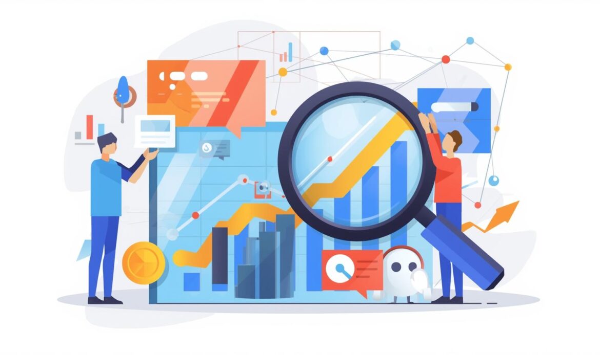 illustration of content marketing services showing analytics, planning, and digital strategy icons