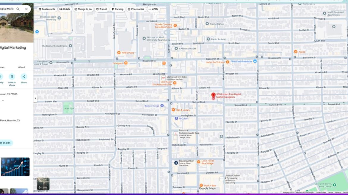 local SEO audit Houston Local Pack map example showing Google Business Profile visibility